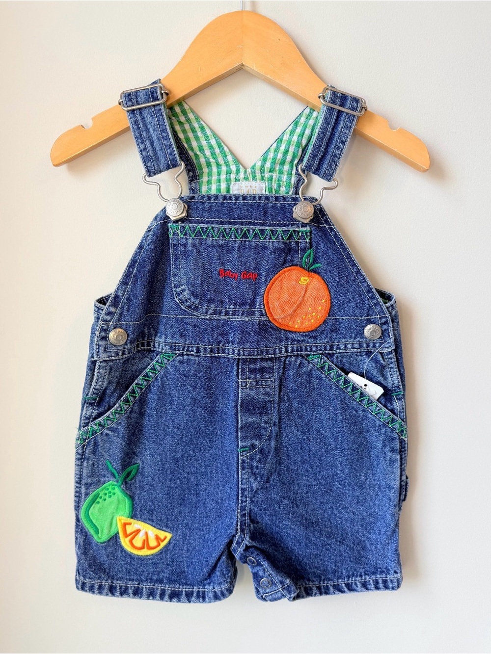 Vintage 90s Baby Gap Fruit Embroidered Overalls 3-6M